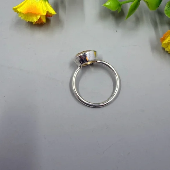 Genuine Citrine Stone 925 Sterling Silver Ring Size 10 - Picture 4 of 6